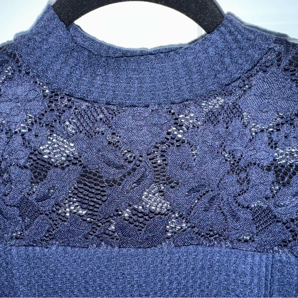 $12 or 2/$20  Venus Long Sleeved Waffle Knit Lace Top - Picture 3 of 5